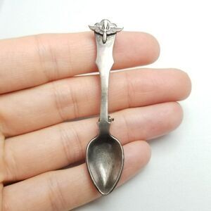 Vintage Sterling Silver Air Force Symbol Miniature Spoon Brooch, WWII Jewelry